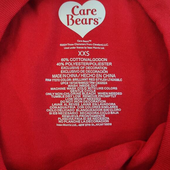 Care Bears Beary Merry Christmas Red Graphic Tee Size XXS Holiday Shirt NWT - Picture 4 of 4
